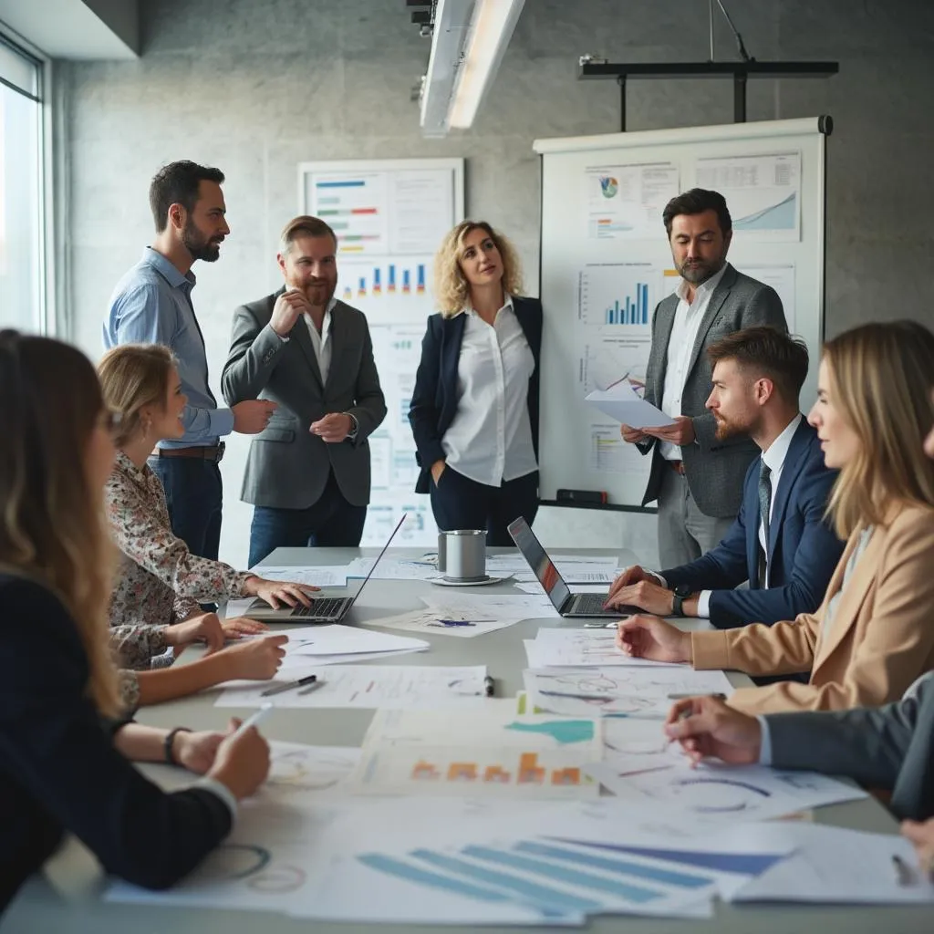 Equipo de AuditPro en una sesión de planificación estratégica