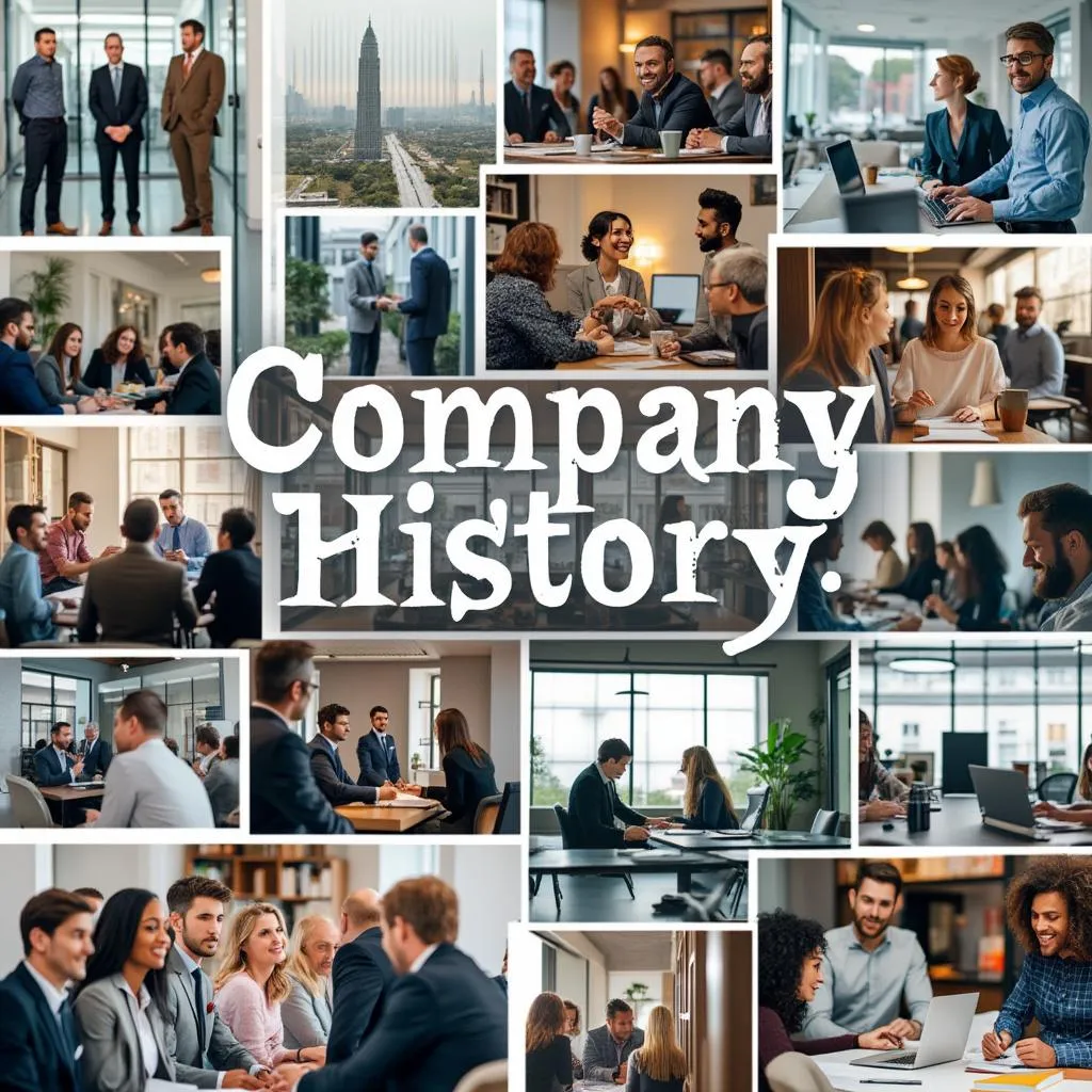 Collage de imágenes que representan la historia y evolución de AuditPro, incluyendo hitos y equipo trabajando.